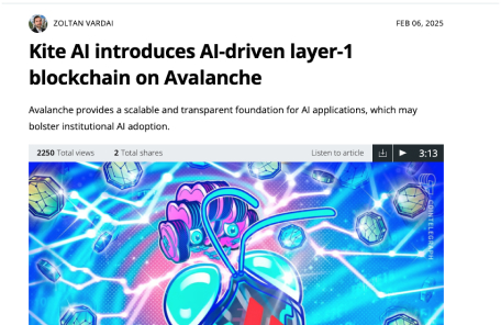 Kite AI introduces AI-driven layer-1 blockchain on Avalanche