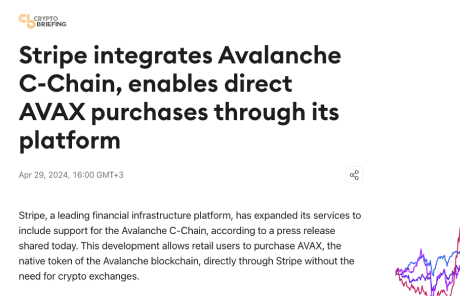 Stripe integrates Avalanche C-Chain, enables direct AVAX purchases through its platform — TradingView News
